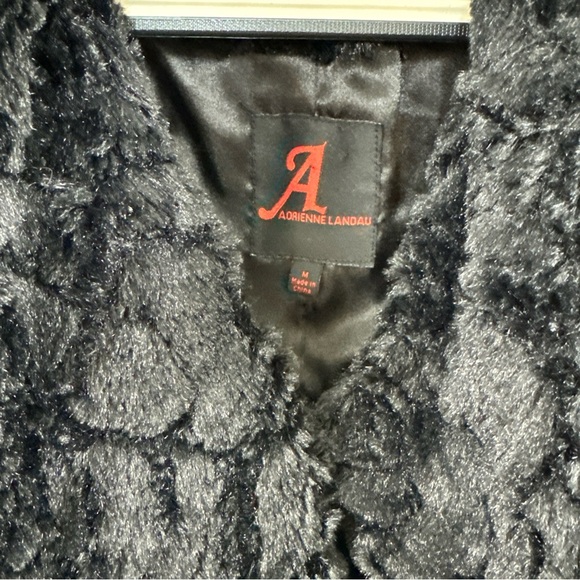 Adrienne Landau Women's Black Faux Fur Coat Rose Design Size M - Picture 5 of 13